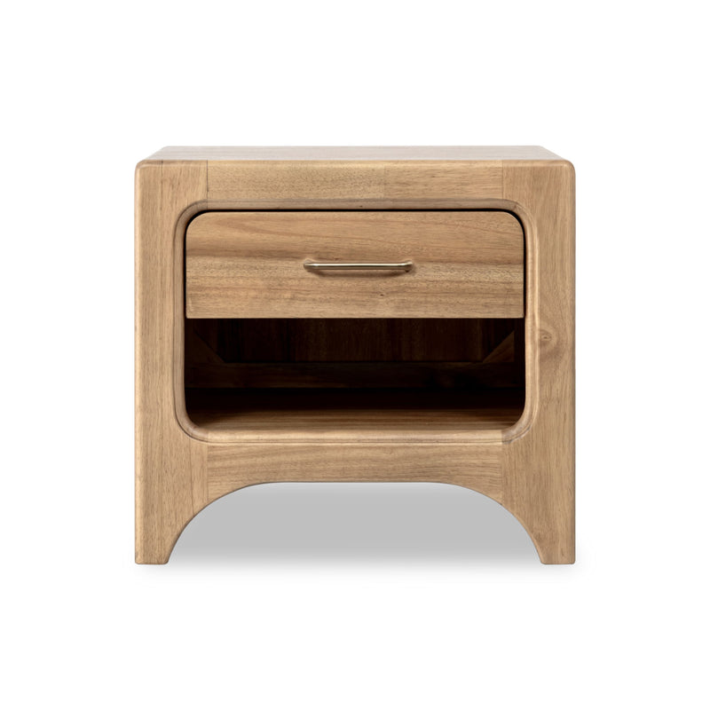 Modus Brentwood 1 Drawer Nightstand with Cherry Maple finish, wood construction, and modern design.