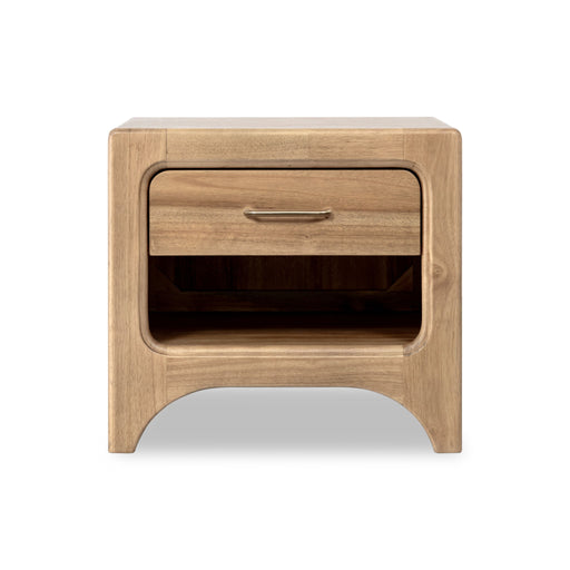 Modus Brentwood 1 Drawer Nightstand with Cherry Maple finish, wood construction, and modern design.