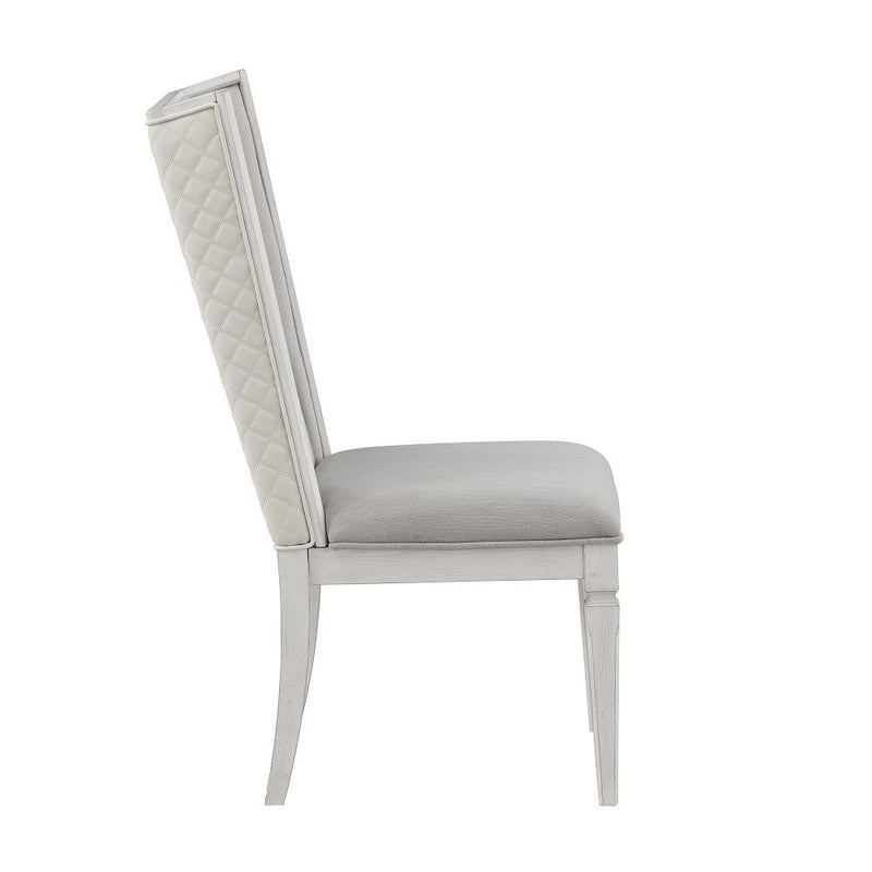 Katia - Hostess Chair (Set of 2) - Light Gray Linen & Weathered White - R&R Furniture Gallery (Fountain Valley, CA)