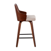 Lumi Source Ariana mid-century modern counter stool set of 2 with wooden legs and upholstered seats for stylish kitchen or bar area.