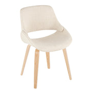 Lumi Source Fabrico mid-century modern dining chair set with natural bent wood legs in blue, cream, or camel, showcasing stylish seating.