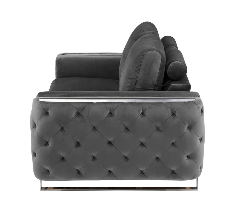 1051 - Contemporary Velvet Loveseat - R&R Furniture Gallery (Fountain Valley, CA)