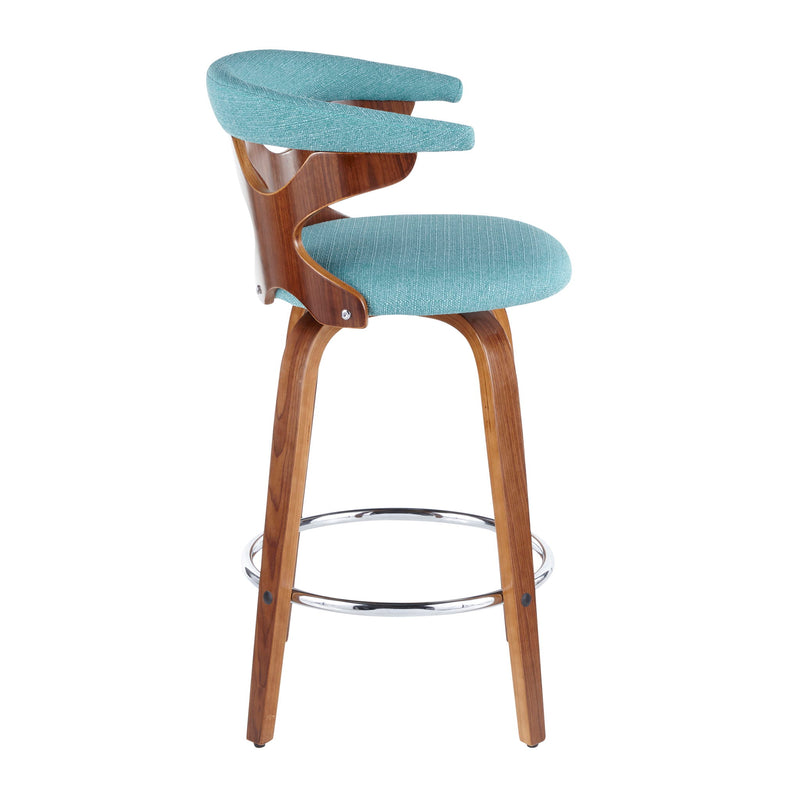 Lumi Source Gardenia mid-century modern counter stool set of 2 with wooden legs and upholstered seats in a stylish design.