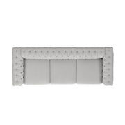 Noble House Chesterfield style 3-seater sofa with deep button tufting, classic stationary sofa with leather upholstery.