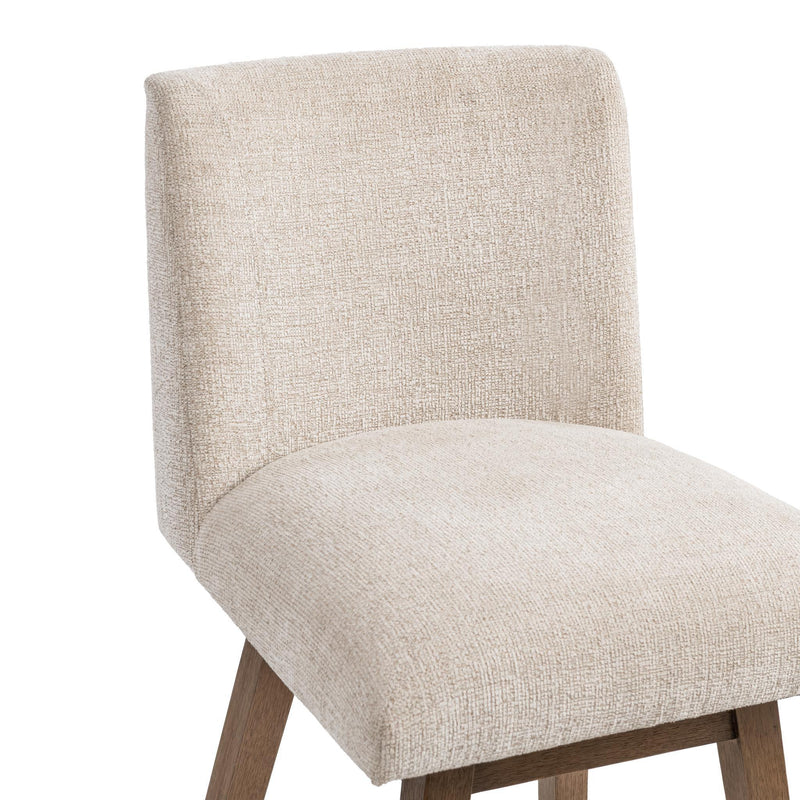 Classic Home Ava swivel counter stool in vanilla oat with a wooden frame and cushioned seat at 24-27 inch height.