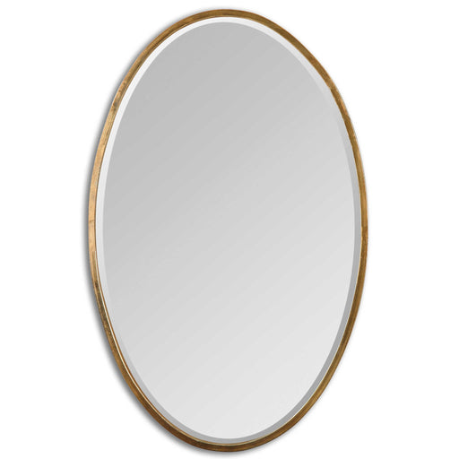 Herleva gold oval wall mirror by Uttermost featuring a sleek, elegant design perfect for modern interior decor.