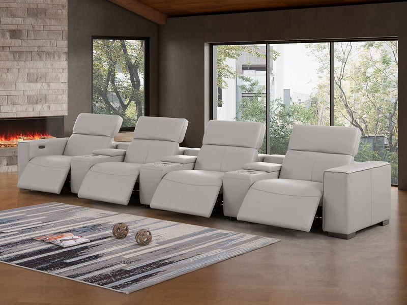 1208 - 7 Piece Leather Sofa With 4 Power Recliners And Power Headrests