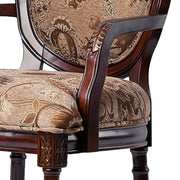 Bernice - Oval Back Chair With Floral Carvings - Brown / Beige Gray - R&R Furniture Gallery (Fountain Valley, CA)