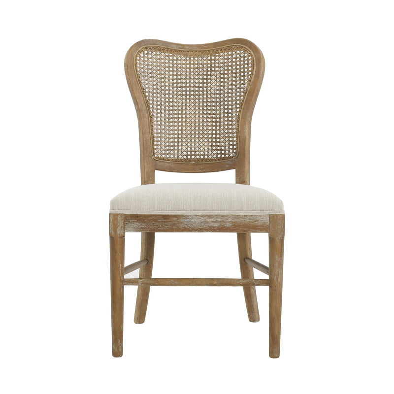 Classic Retro Dining Chair (Set of 2) With Rattan Backrest - Dark Brown / Beige - R&R Furniture Gallery (Fountain Valley, CA)