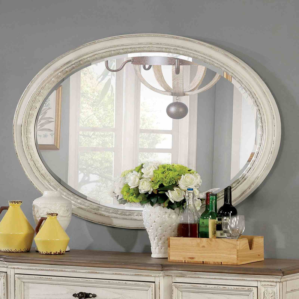Arcadia - Mirror, Oval, Antique White
