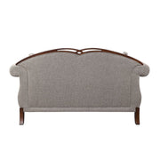Miyeon - Loveseat With 3 Pillows - Fabric & Cherry - R&R Furniture Gallery (Fountain Valley, CA)