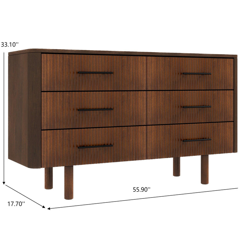 Logan - Dresser With 6 Drawers - Brown - R&R Furniture Gallery (Fountain Valley, CA)