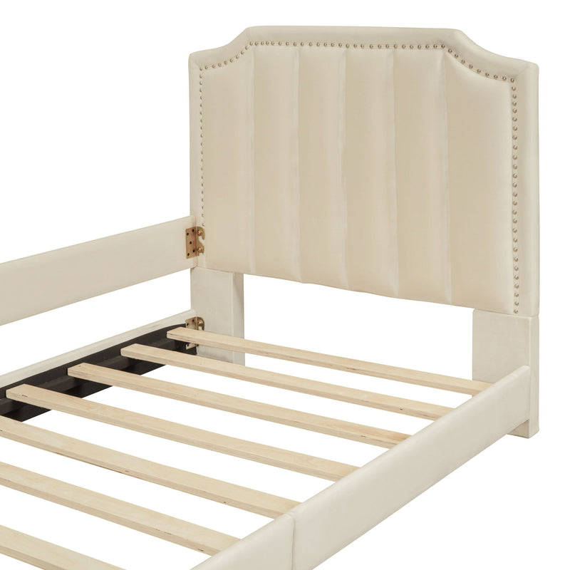 Upholstered Daybed With Classic Stripe Shaped Headboard - R&R Furniture Gallery (Fountain Valley, CA)