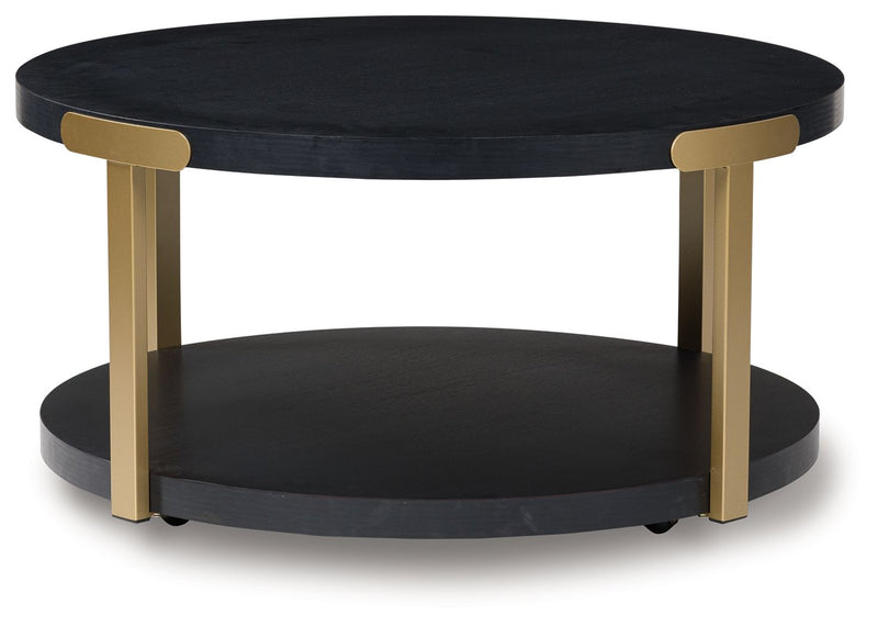 Shylore - Occasional Table Set (Set of 3) - Black / Brass Finish - R&R Furniture Gallery (Fountain Valley, CA)