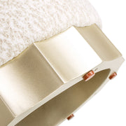 Hampton - Round Upholstered Ottoman With Scalloped Base - Speckled Egg Beige - R&R Furniture Gallery (Fountain Valley, CA)
