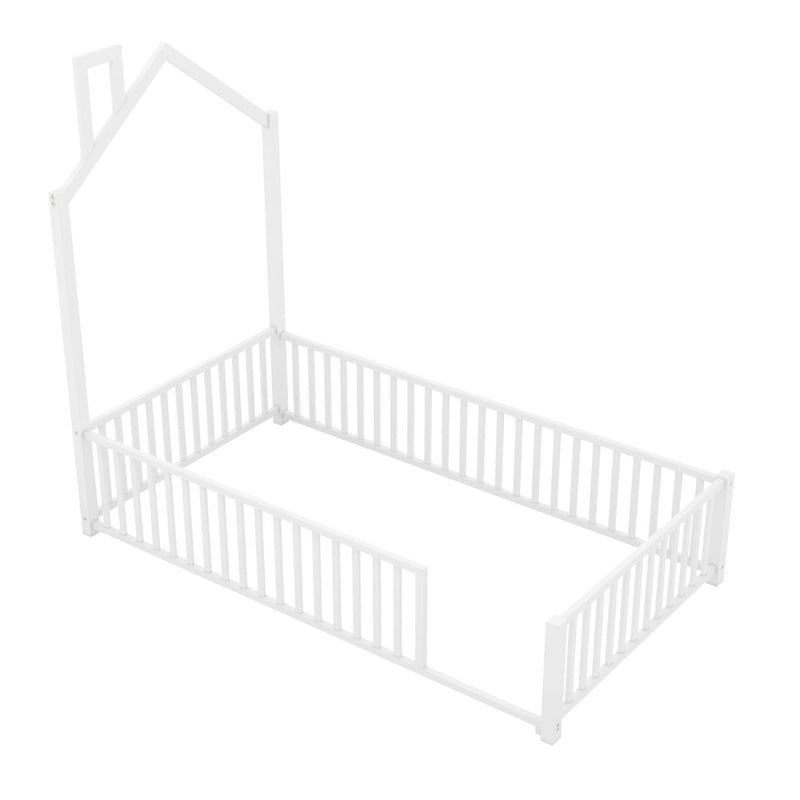 Metal House Platform Bed With Guardrail And Chimney - R&R Furniture Gallery (Fountain Valley, CA)