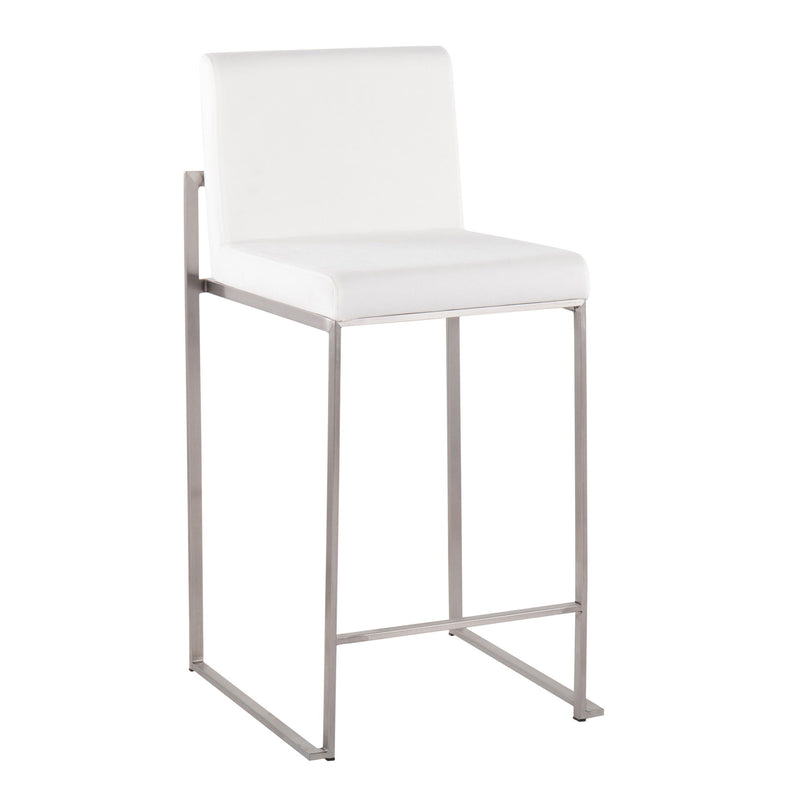 Lumi Source Fuji contemporary high back counter stool with sleek design and wooden legs, part of a stylish stool set.