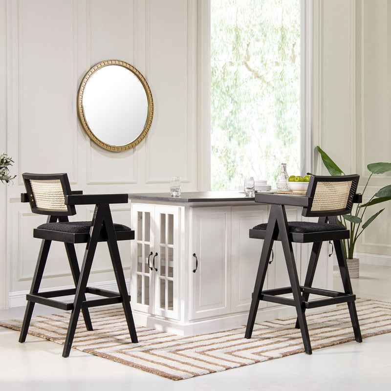 Milan - Modern Webbing Back Stool With Arms (Set of 3) - R&R Furniture Gallery (Fountain Valley, CA)