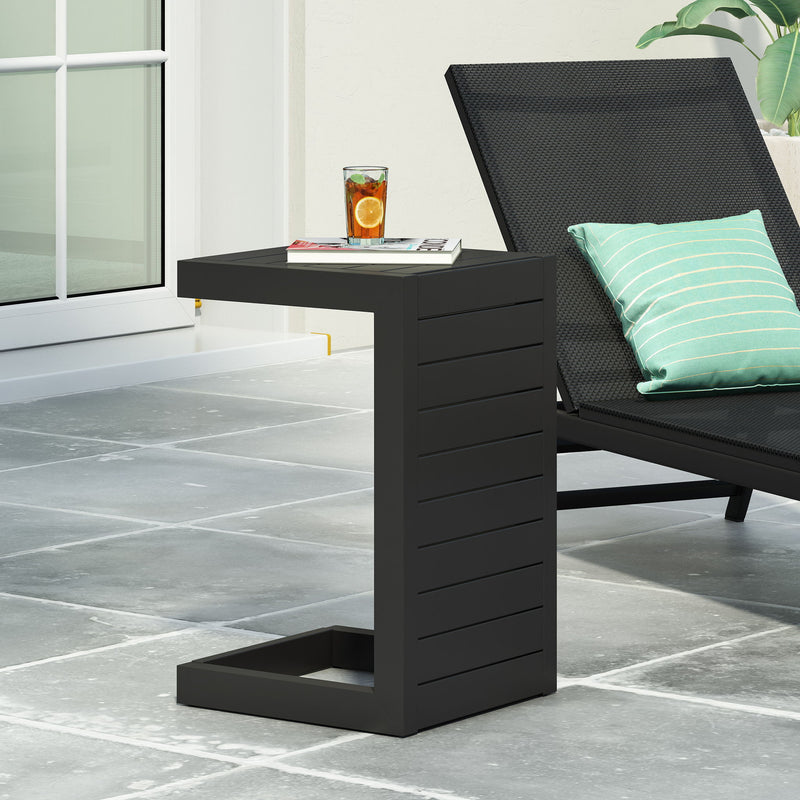 Aluminum Outdoor C - Shaped Side Table For Patio - R&R Furniture Gallery (Fountain Valley, CA)