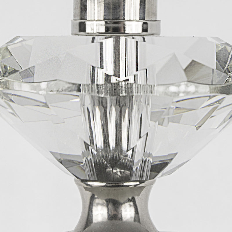 Lumi Source Torch contemporary crystal table lamp set with clear and off-white shades, polished nickel bases, modern design.