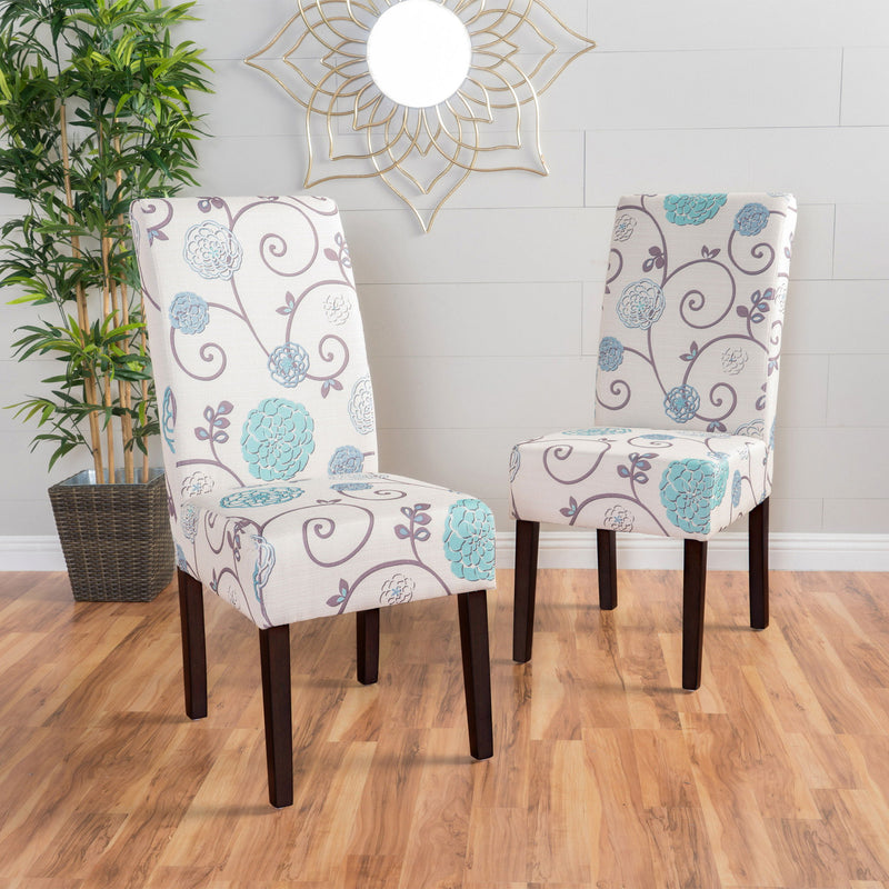 Contemporary Dining Chair Set With Rubberwood Legs - White / Blue - R&R Furniture Gallery (Fountain Valley, CA)