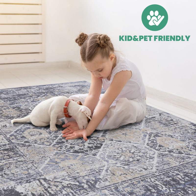 Payas - 5' X 7' Traditional Area Rug - Gray / Blue - R&R Furniture Gallery (Fountain Valley, CA)