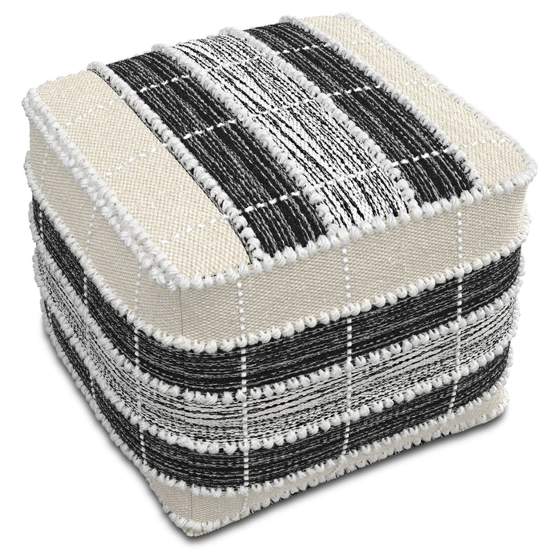 Barley - Square Pouf - White / Beige / Black - R&R Furniture Gallery (Fountain Valley, CA)