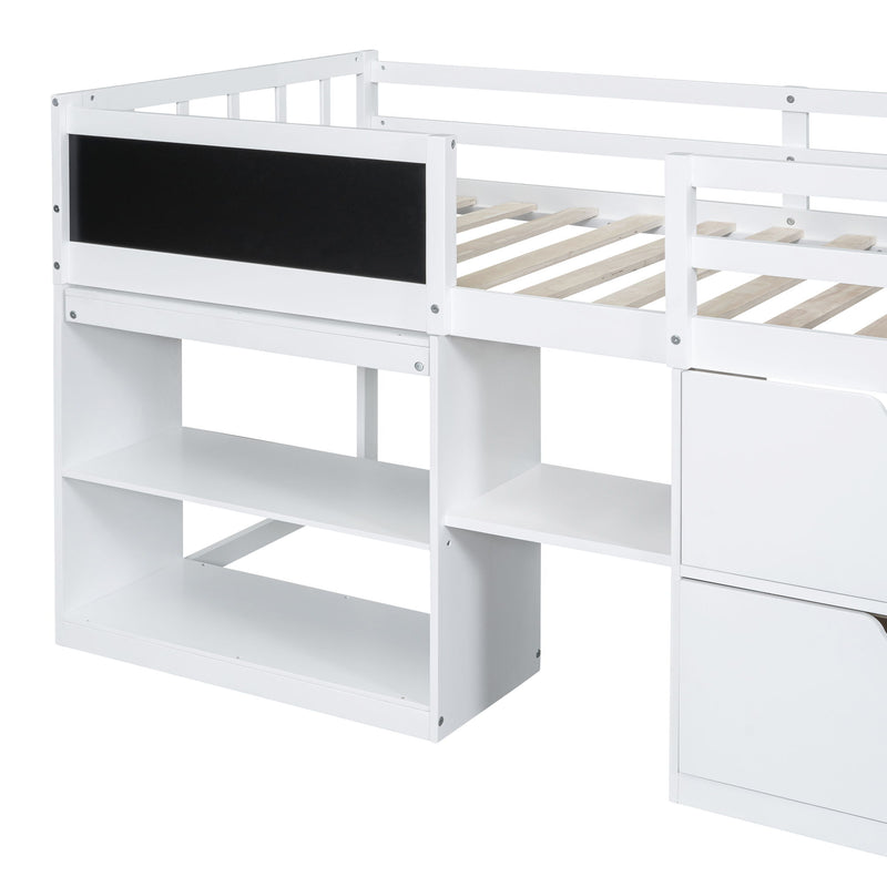 Low Loft Bed With Rolling Desk, Shelf And Drawers - R&R Furniture Gallery (Fountain Valley, CA)
