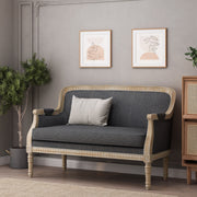 Noble House Inspired Style stationary loveseat with plush fabric upholstery and modern design, perfect for cozy living room seating.