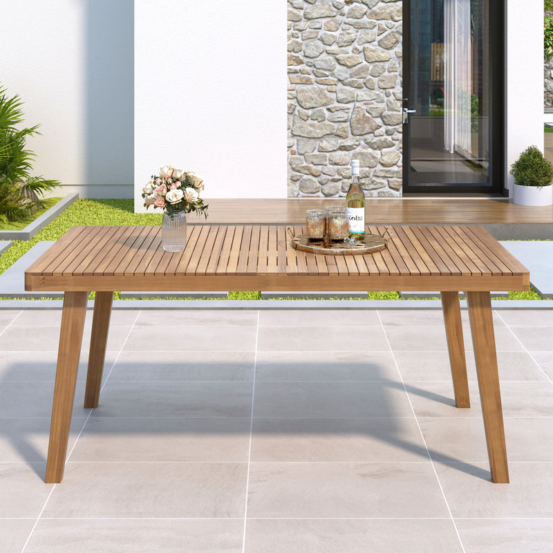 Outdoor Dining Table With Slatted Top, Ideal For Patio - R&R Furniture Gallery (Fountain Valley, CA)