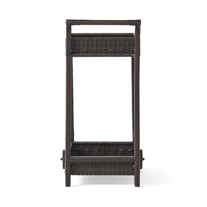 Resin Wicker Bar Cart With Metal Frame - Brown - R&R Furniture Gallery (Fountain Valley, CA)