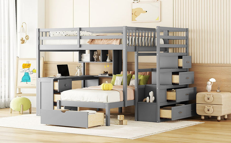 Bunk Bed With Desk, Drawers And Shelves - R&R Furniture Gallery (Fountain Valley, CA)