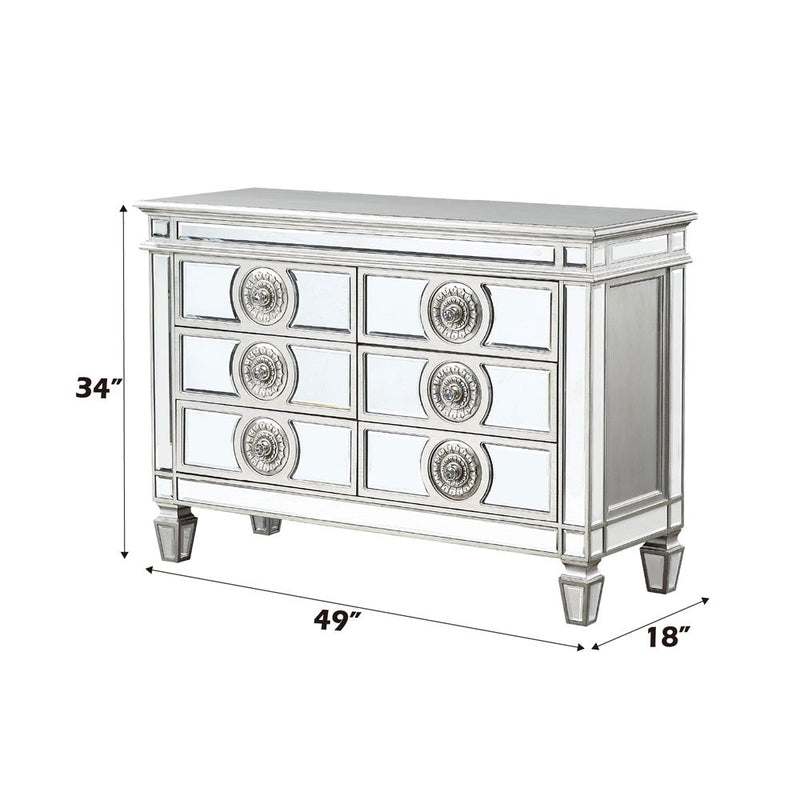 Varian - 34" Server - Mirrored & Antique Platinum - R&R Furniture Gallery (Fountain Valley, CA)