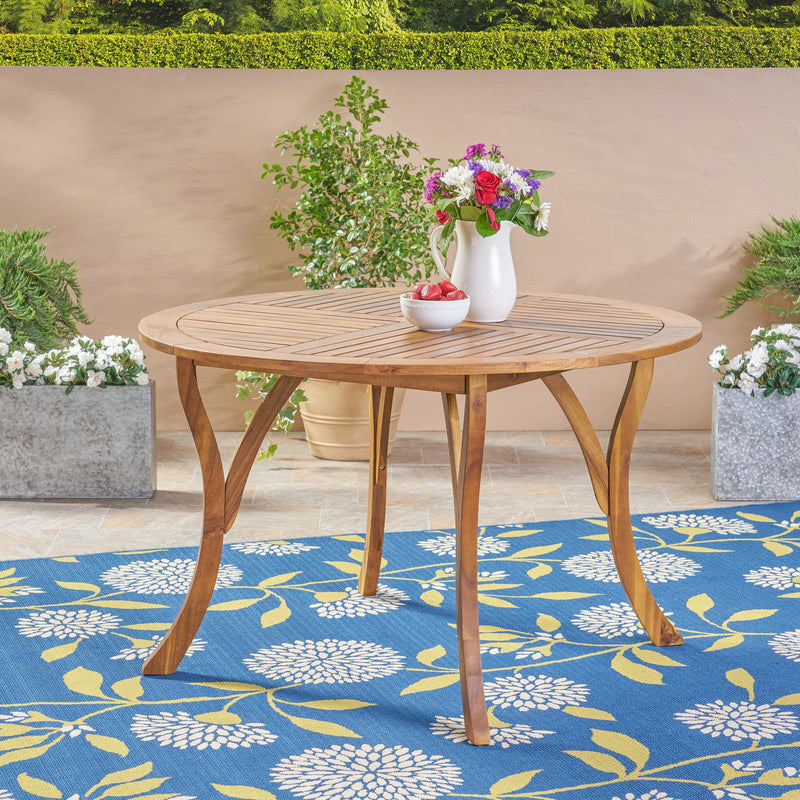 Hermosa - Outdoor Acacia Wood Table Circular Design - R&R Furniture Gallery (Fountain Valley, CA)