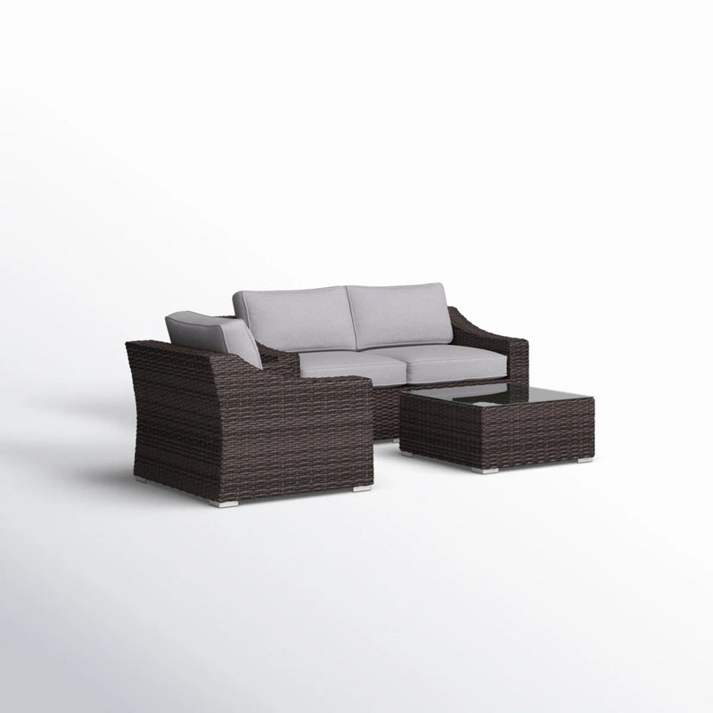 Outdoor Wicker Conversation Set With Cushions, All Weather - R&R Furniture Gallery (Fountain Valley, CA)