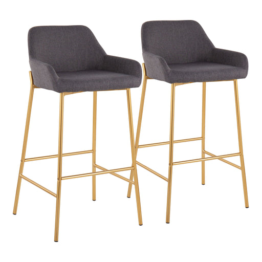 Pair of Lumi Source Daniella contemporary glam fixed height bar stools with sleek design and cushioned seats, set of 2.