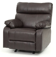Glory Furniture modern design rocker recliner with plush upholstery and curved armrests, ideal for relaxing in the living room.