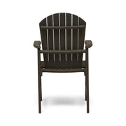 Set of two Noble House outdoor weather-resistant acacia wood Adirondack dining chairs, showing a classic slatted design.