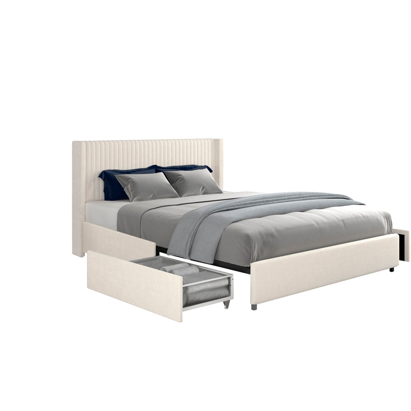 Anna - Upholstered Wingback Platform Bed With 4 Drawers Storage - R&R Furniture Gallery (Fountain Valley, CA)