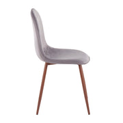 Pair of Lumi Source Pebble contemporary upholstered dining and accent chairs with walnut wooden legs, set of two, stylish and comfortable.