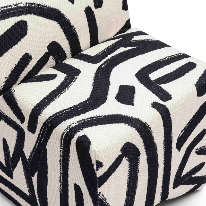Pippa - Brushstroke Print Stool - Black / White - R&R Furniture Gallery (Fountain Valley, CA)