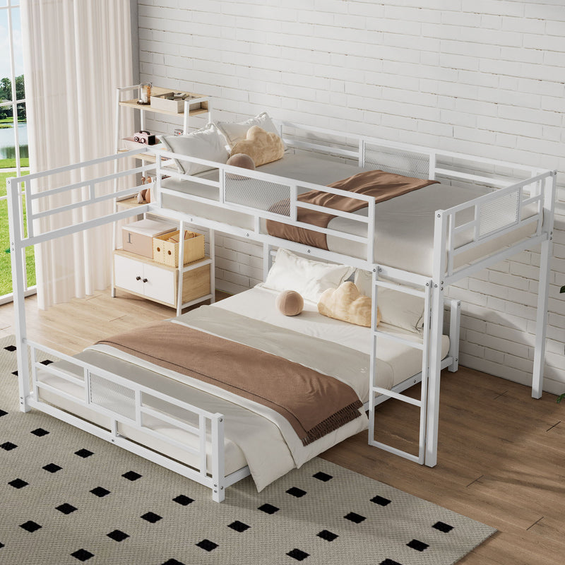 Dreamland L-shaped bunk bed with safety features, showcasing sturdy wooden frame and dual sleeping areas for kids' bedrooms.