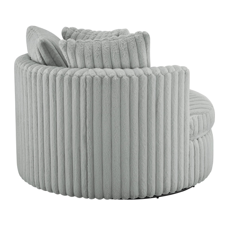 Mindy - Oversized Swivel Barrel Chair - Gray - R&R Furniture Gallery (Fountain Valley, CA)
