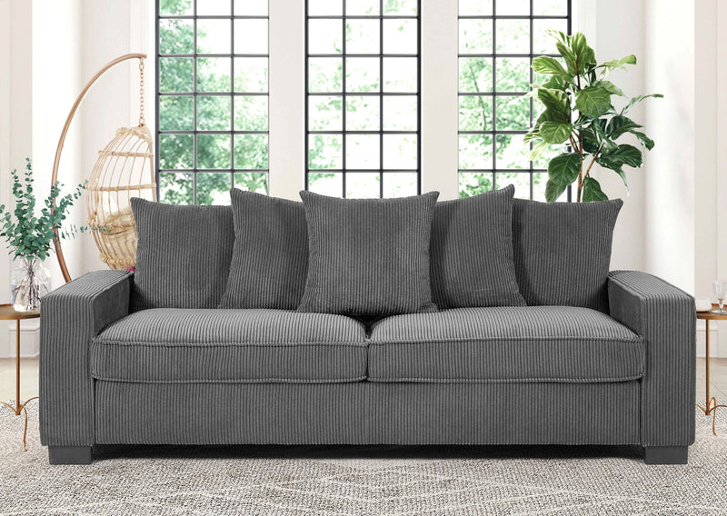 Luxe Sofa With 5 Matching Toss Pillows, Sleek Design, Spacious And Comfortable 3 Seater Couch - R&R Furniture Gallery (Fountain Valley, CA)