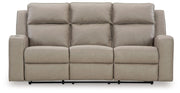 Lavenhorne - Rec Sofa W/Drop Down Table - Pebble - R&R Furniture Gallery (Fountain Valley, CA)