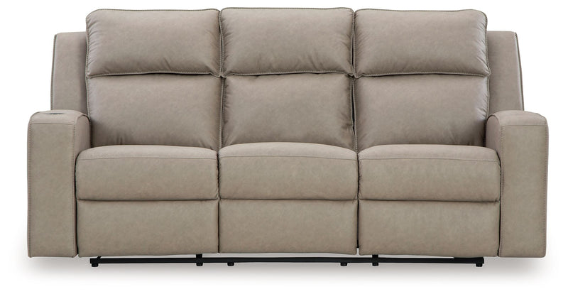 Lavenhorne - Rec Sofa W/Drop Down Table - Pebble - R&R Furniture Gallery (Fountain Valley, CA)