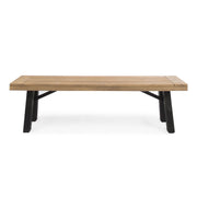 Outdoor Bench With Slat Panel Design And Acacia Wood Frame - R&R Furniture Gallery (Fountain Valley, CA)