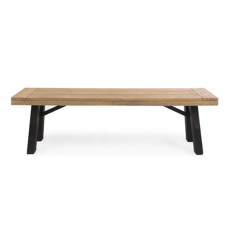 Outdoor Bench With Slat Panel Design And Acacia Wood Frame - R&R Furniture Gallery (Fountain Valley, CA)