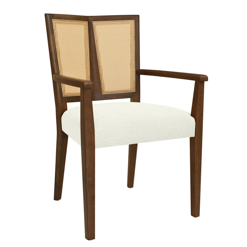 Mid Century Modern Arm Dining Chairs With Rattan Backrest - R&R Furniture Gallery (Fountain Valley, CA)