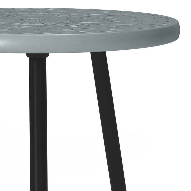 Gray Sherbourne side table by Simpli-Home with a sleek, modern design and smooth surface, perfect for living room or bedroom.